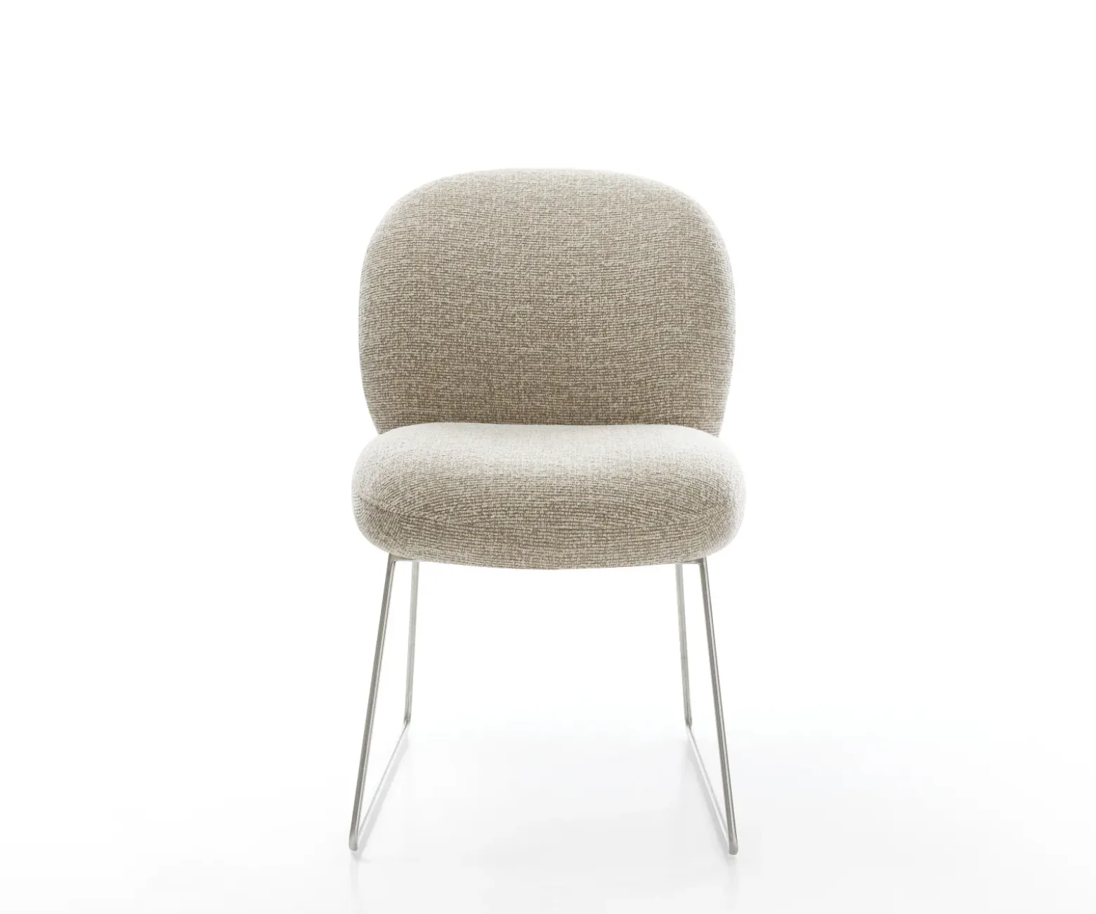 EsszimmerstuhlNube-Flex Webstoff Soft Beige Kufengestell Edelstahl Taschenfederkern Sofort versandfertig