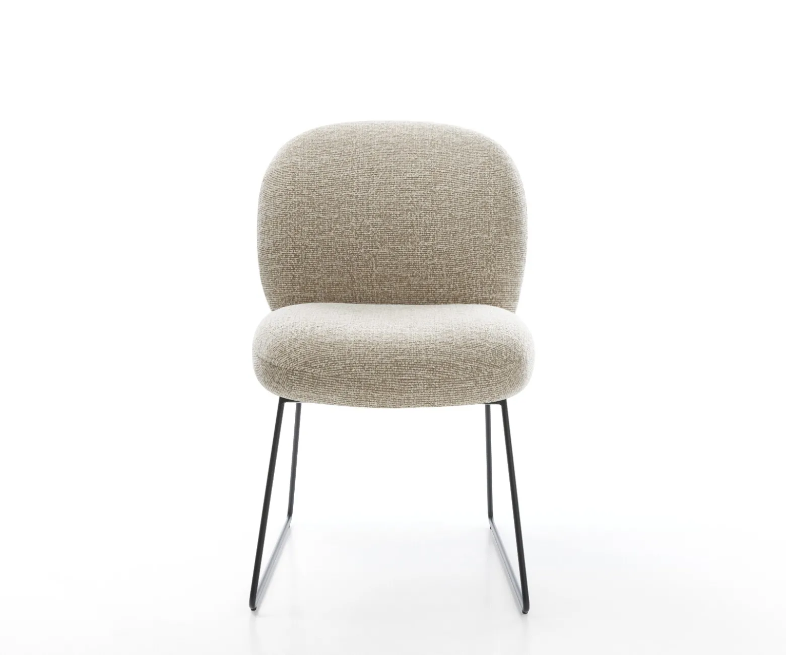 EsszimmerstuhlNube-Flex Webstoff Soft Beige Kufengestell Schwarz Taschenfederkern Sofort versandfertig