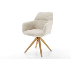 EsszimmerstuhlPejo-Flex Cord Beige Holzgestell kantig Natur 360° drehbar Taschenfederkern Versandfertig ca. 28.10.26