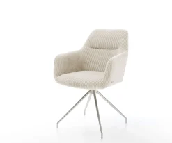 EsszimmerstuhlPejo-Flex Cord Beige Kreuzgestell konisch Edelstahl Taschenfederkern Sofort versandfertig