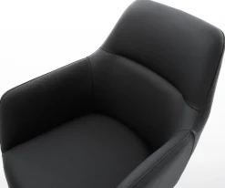 EsszimmerstuhlPejo-Flex Echt-Leder Schwarz Kreuzgestell konisch Edelstahl Taschenfederkern Sofort versandfertig