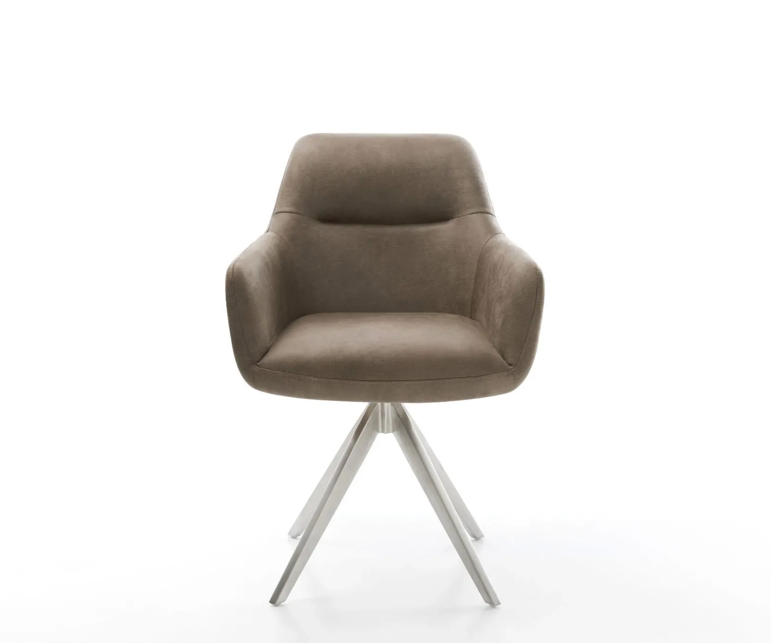 EsszimmerstuhlPejo-Flex Mikrofaser Taupe Vintage Kreuzgestell kantig Edelstahl Taschenfederkern Sofort versandfertig