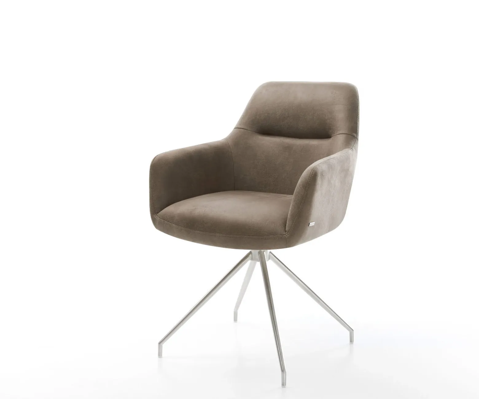 EsszimmerstuhlPejo-Flex Mikrofaser Taupe Vintage Kreuzgestell konisch Edelstahl Taschenfederkern Sofort versandfertig