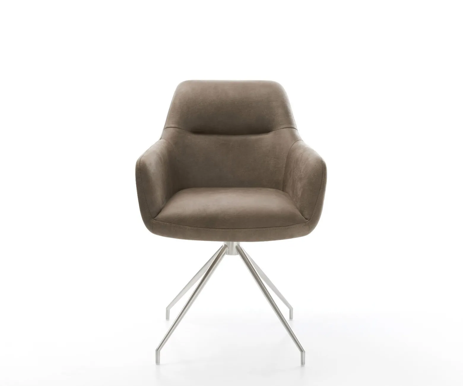 EsszimmerstuhlPejo-Flex Mikrofaser Taupe Vintage Kreuzgestell konisch Edelstahl Taschenfederkern Sofort versandfertig