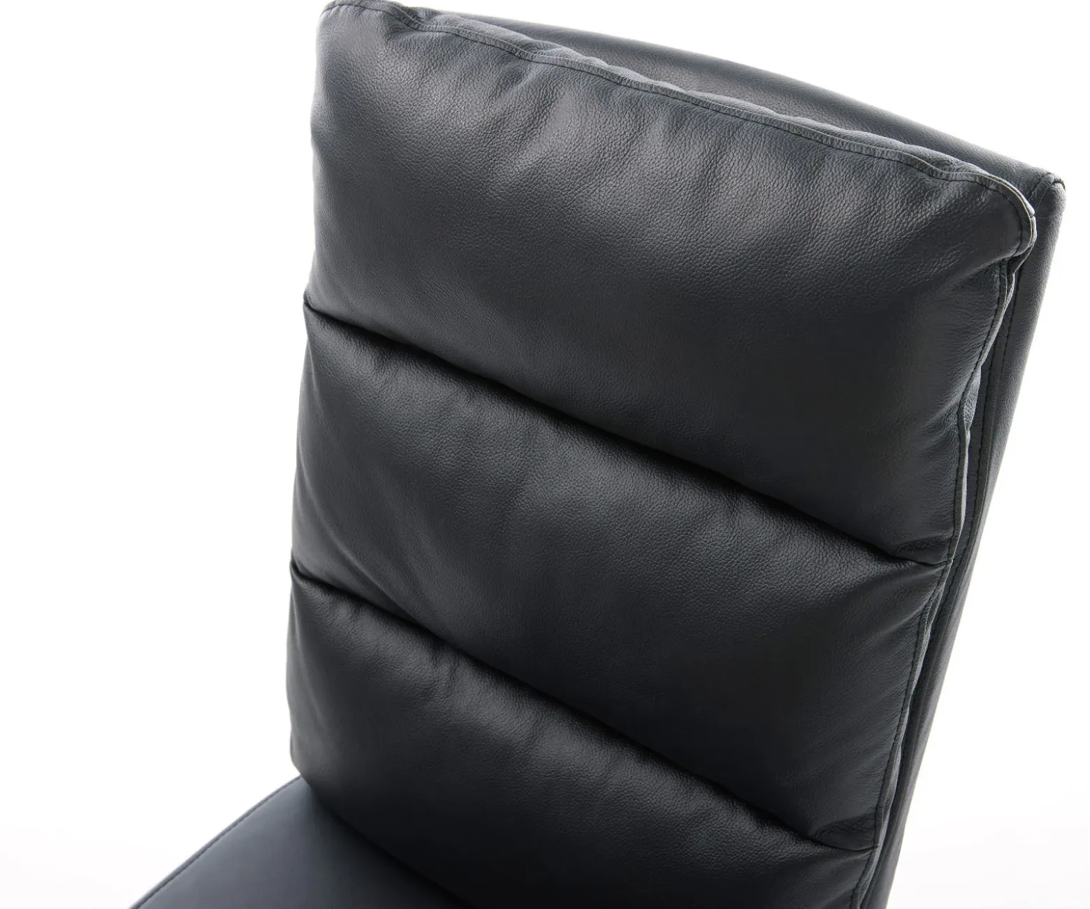 EsszimmerstuhlPela-Flex Echt-Leder Schwarz Kreuzgestell kantig Edelstahl Taschenfederkern Sofort versandfertig
