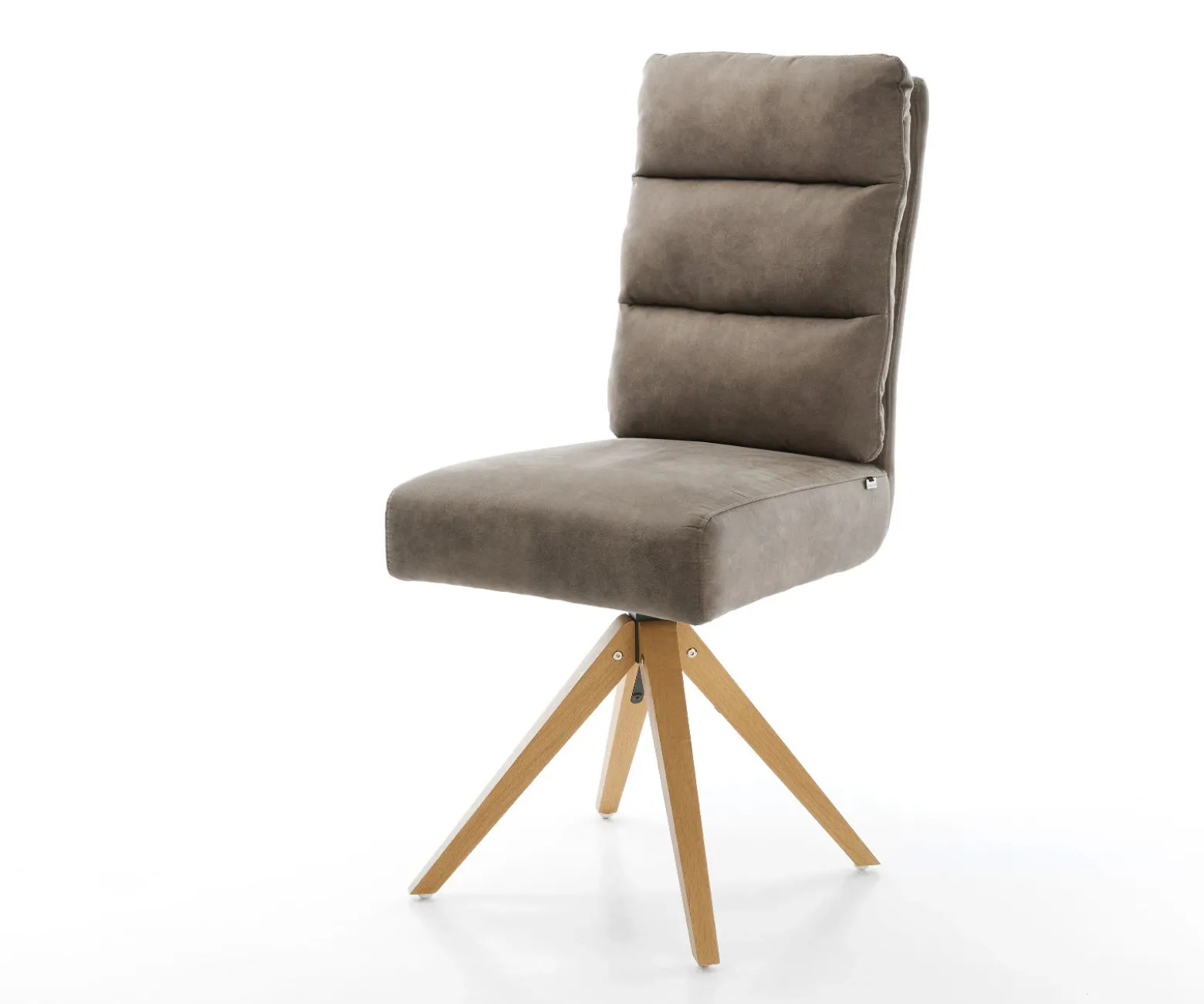 EsszimmerstuhlPela-Flex Mikrofaser Taupe Vintage Holzgestell kantig Natur 360° drehbar Taschenfederkern Versandfertig ca. 28.10.26