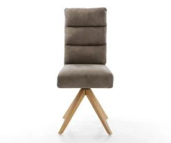 EsszimmerstuhlPela-Flex Mikrofaser Taupe Vintage Holzgestell kantig Natur 360° drehbar Taschenfederkern Versandfertig ca. 28.10.26
