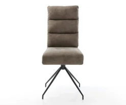 EsszimmerstuhlPela-Flex Mikrofaser Taupe Vintage Kreuzgestell konisch Schwarz Taschenfederkern Sofort versandfertig