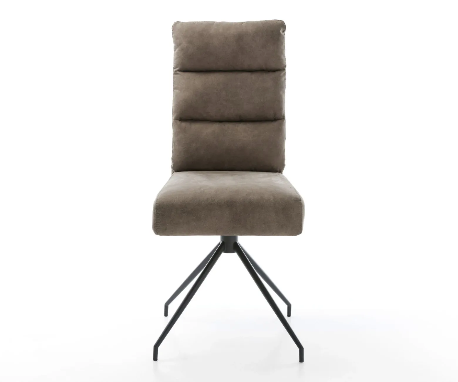 EsszimmerstuhlPela-Flex Mikrofaser Taupe Vintage Kreuzgestell konisch Schwarz Taschenfederkern Sofort versandfertig