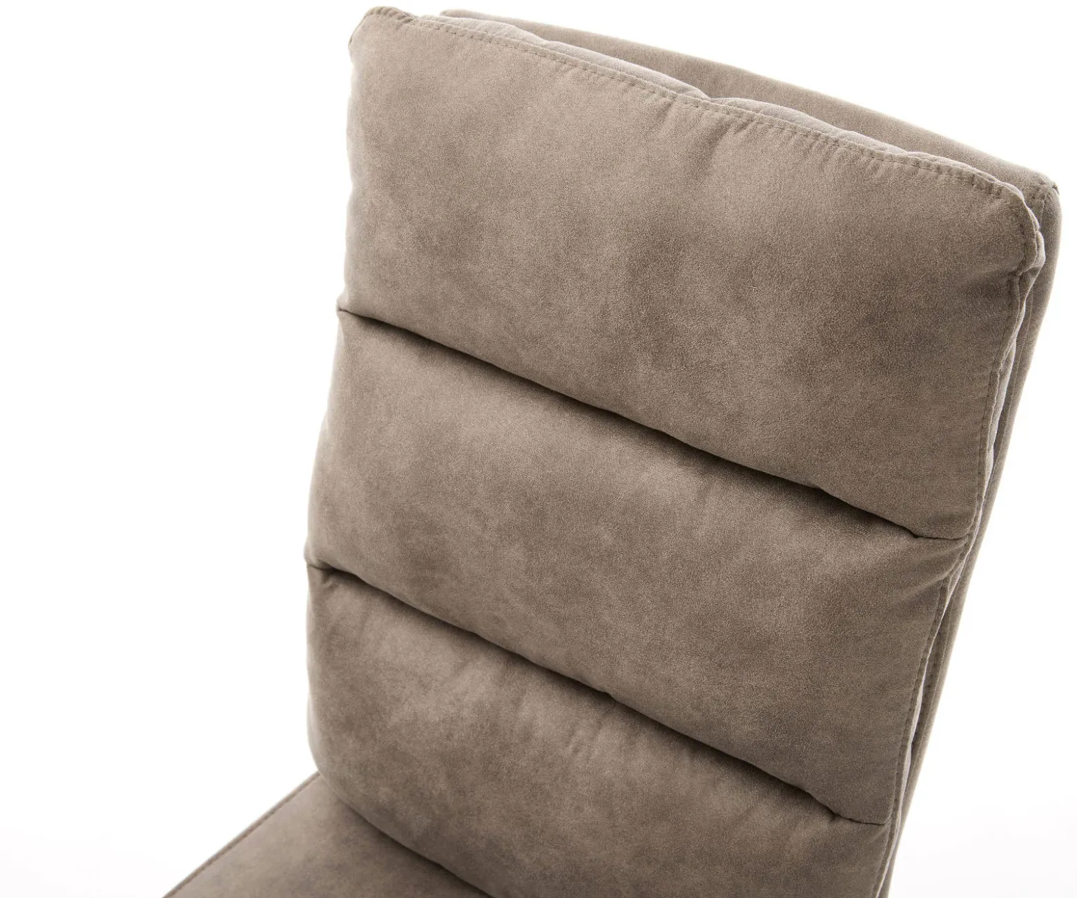 EsszimmerstuhlPela-Flex Mikrofaser Taupe Vintage Kreuzgestell konisch Edelstahl Taschenfederkern Sofort versandfertig