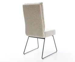 EsszimmerstuhlPela-Flex Webstoff Soft Beige Kufengestell Schwarz Taschenfederkern Sofort versandfertig