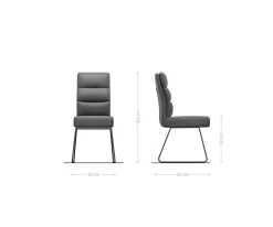 EsszimmerstuhlPela-Flex Webstoff Soft Beige Kufengestell Schwarz Taschenfederkern Sofort versandfertig