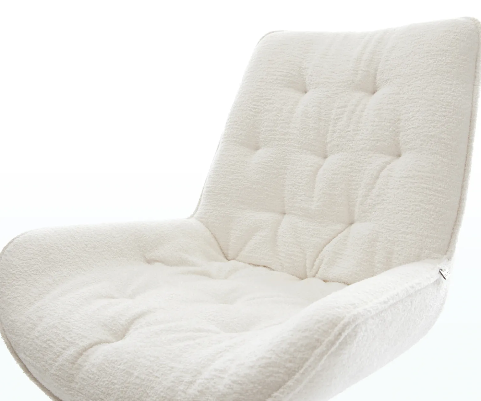 EsszimmerstuhlTaimi-Flex Bouclé Soft Beige 4-Fuß konisch Edelstahl Sofort versandfertig
