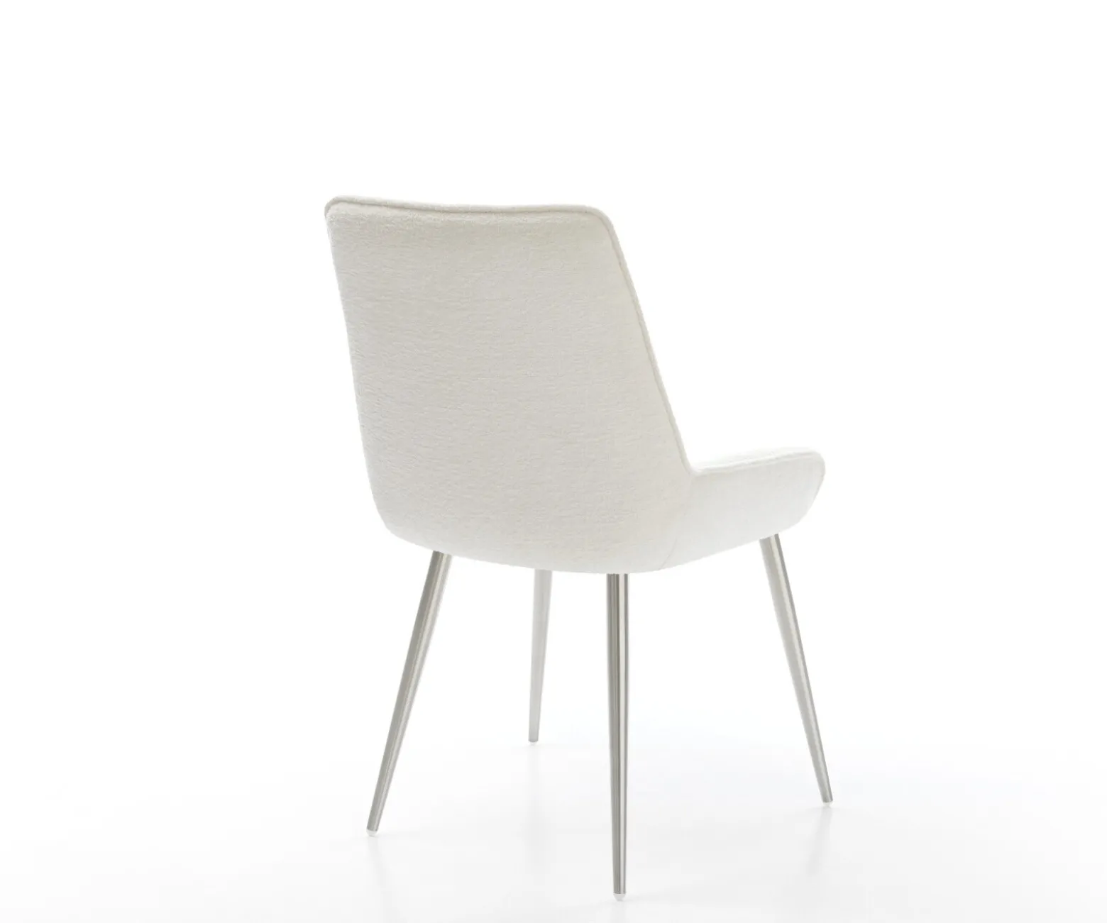 EsszimmerstuhlTaimi-Flex Bouclé Soft Beige 4-Fuß konisch Edelstahl Sofort versandfertig