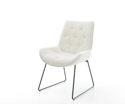 EsszimmerstuhlTaimi-Flex Bouclé Soft Beige Kufengestell Schwarz Sofort versandfertig