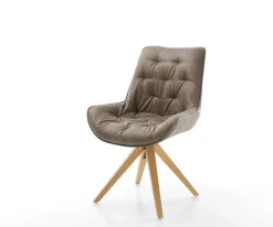 EsszimmerstuhlTaimi-Flex Mikrofaser Taupe Vintage Holzgestell kantig Natur 360° drehbar Versandfertig ca. 28.10.26
