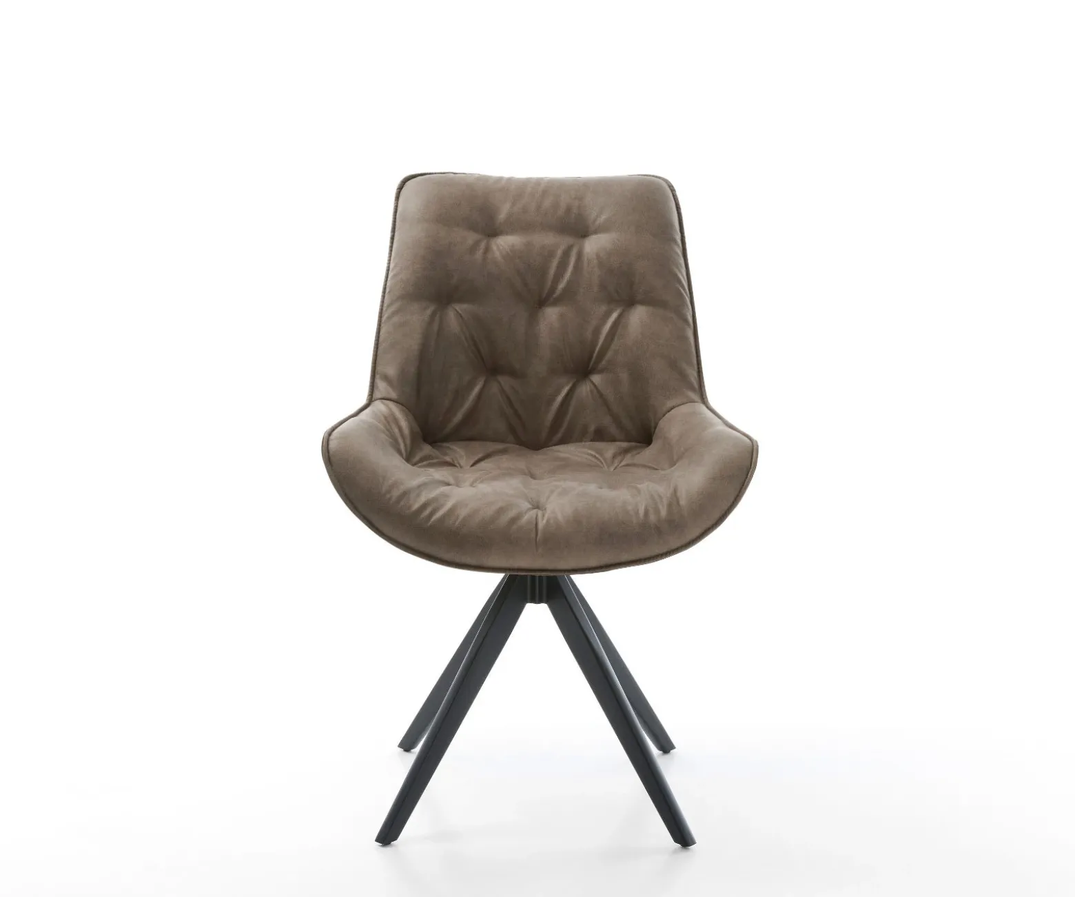 EsszimmerstuhlTaimi-Flex Mikrofaser Taupe Vintage Kreuzgestell kantig Schwarz Sofort versandfertig