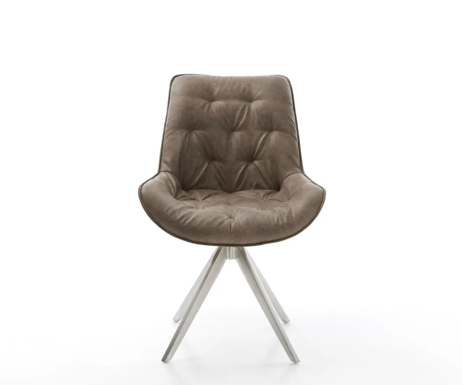 EsszimmerstuhlTaimi-Flex Mikrofaser Taupe Vintage Kreuzgestell kantig Edelstahl Sofort versandfertig