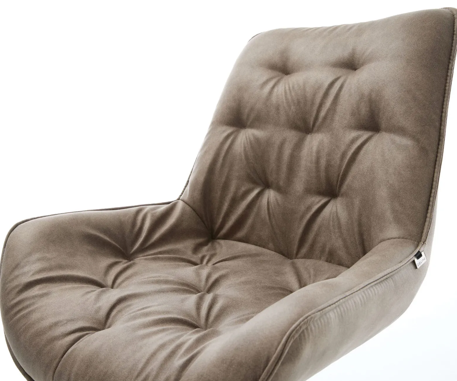 EsszimmerstuhlTaimi-Flex Mikrofaser Taupe Vintage Kreuzgestell kantig Edelstahl Sofort versandfertig