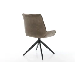 EsszimmerstuhlTaimi-Flex Mikrofaser Taupe Vintage Kreuzgestell breit Schwarz Sofort versandfertig