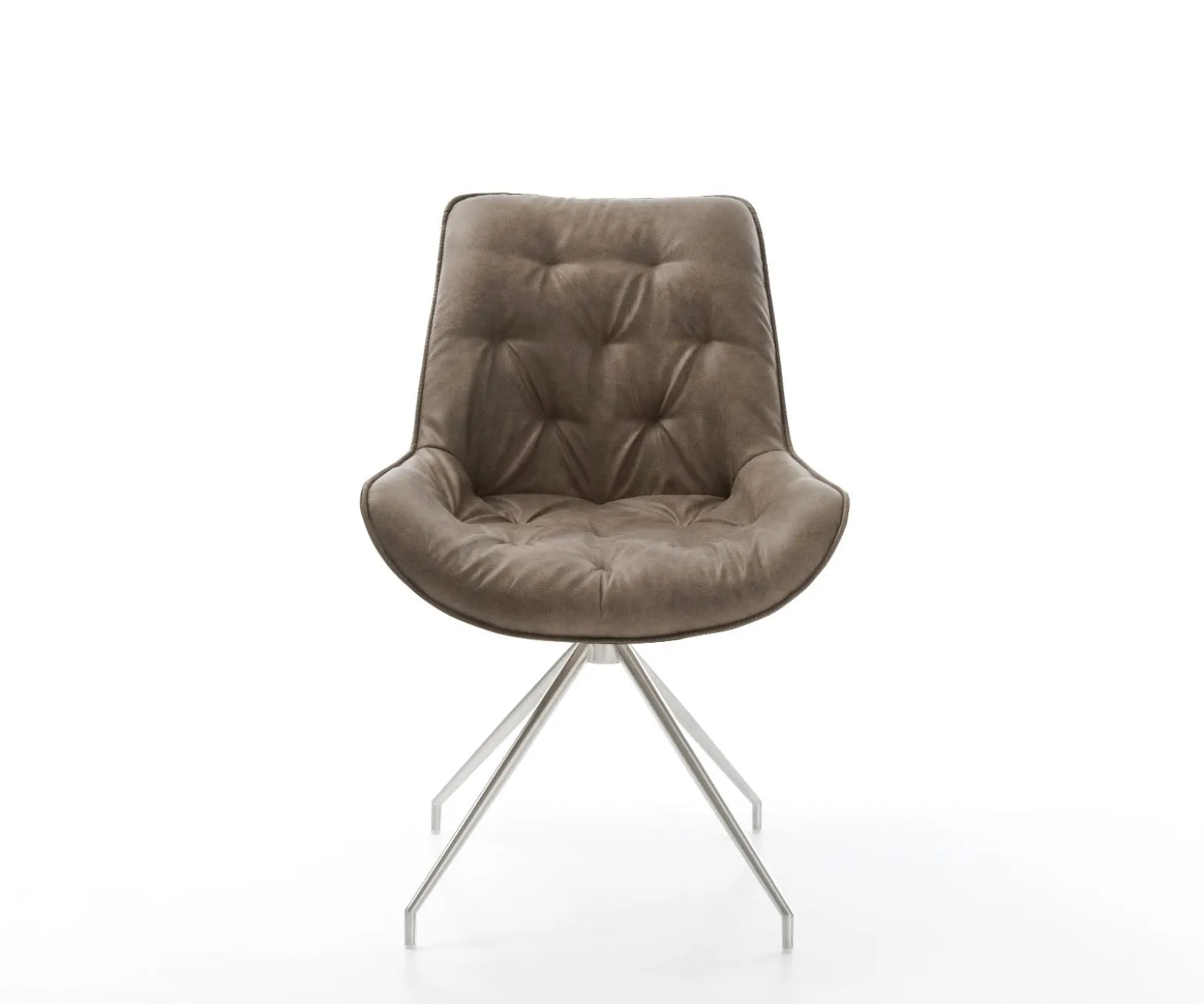 EsszimmerstuhlTaimi-Flex Mikrofaser Taupe Vintage Kreuzgestell konisch Edelstahl Sofort versandfertig