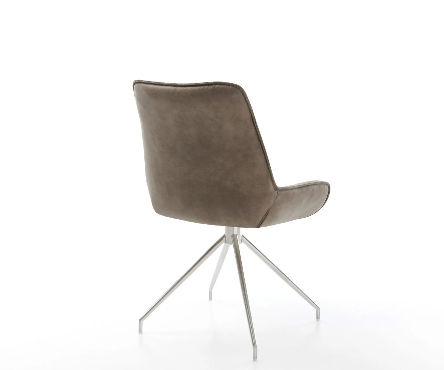 EsszimmerstuhlTaimi-Flex Mikrofaser Taupe Vintage Kreuzgestell konisch Edelstahl Sofort versandfertig
