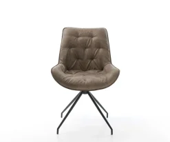 EsszimmerstuhlTaimi-Flex Mikrofaser Taupe Vintage Kreuzgestell konisch Schwarz Sofort versandfertig