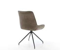 EsszimmerstuhlTaimi-Flex Mikrofaser Taupe Vintage Kreuzgestell konisch Schwarz Sofort versandfertig