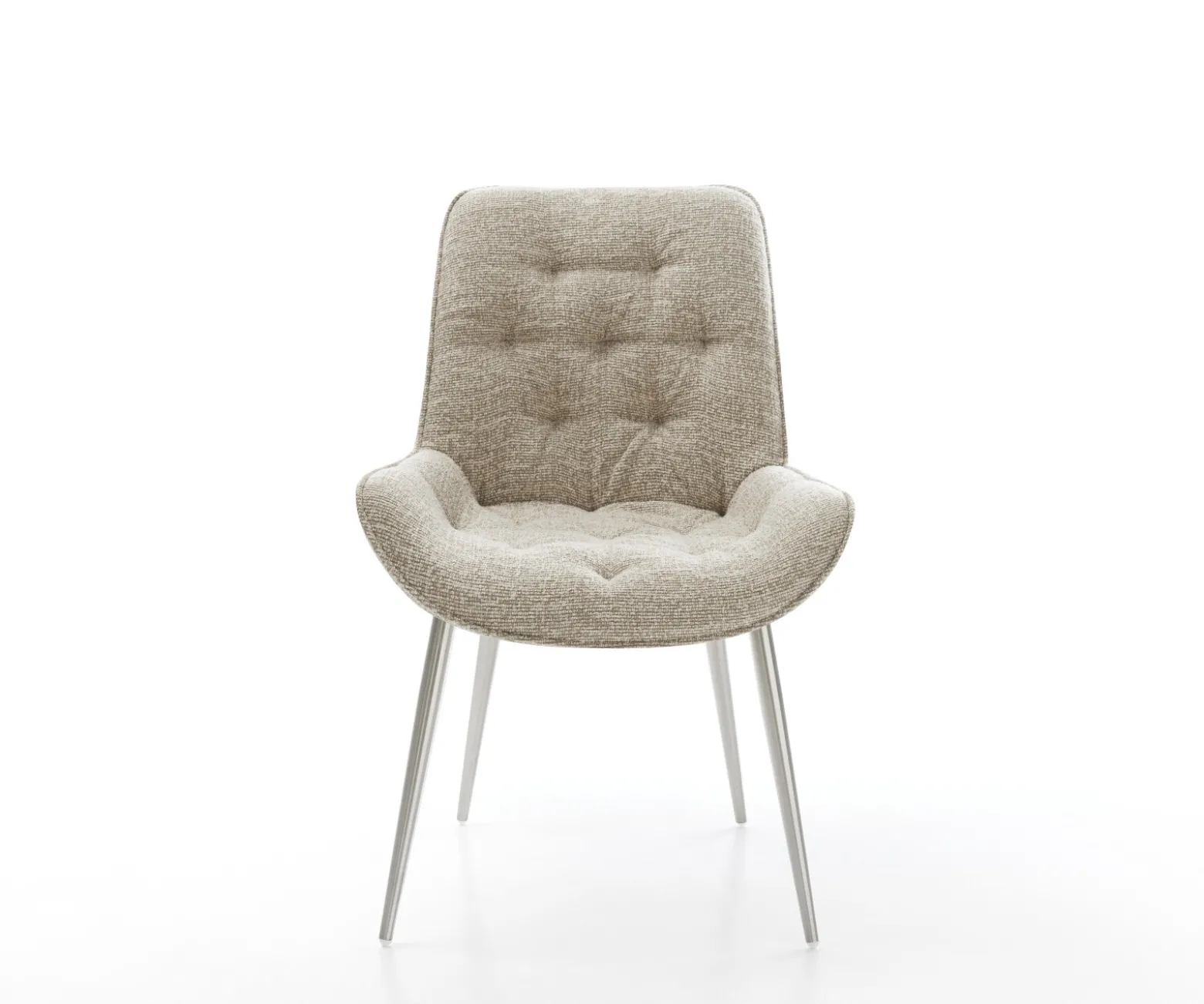 EsszimmerstuhlTaimi-Flex Webstoff Soft Beige 4-Fuß konisch Edelstahl Sofort versandfertig