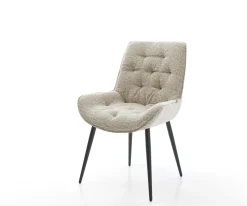 EsszimmerstuhlTaimi-Flex Webstoff Soft Beige 4-Fuß konisch Schwarz Sofort versandfertig