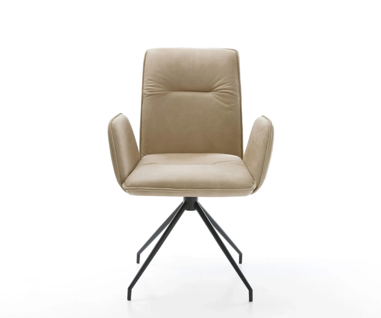 EsszimmerstuhlVinja-Flex Mikrofaser Beige Vintage Kreuzgestell konisch Schwarz Sofort versandfertig