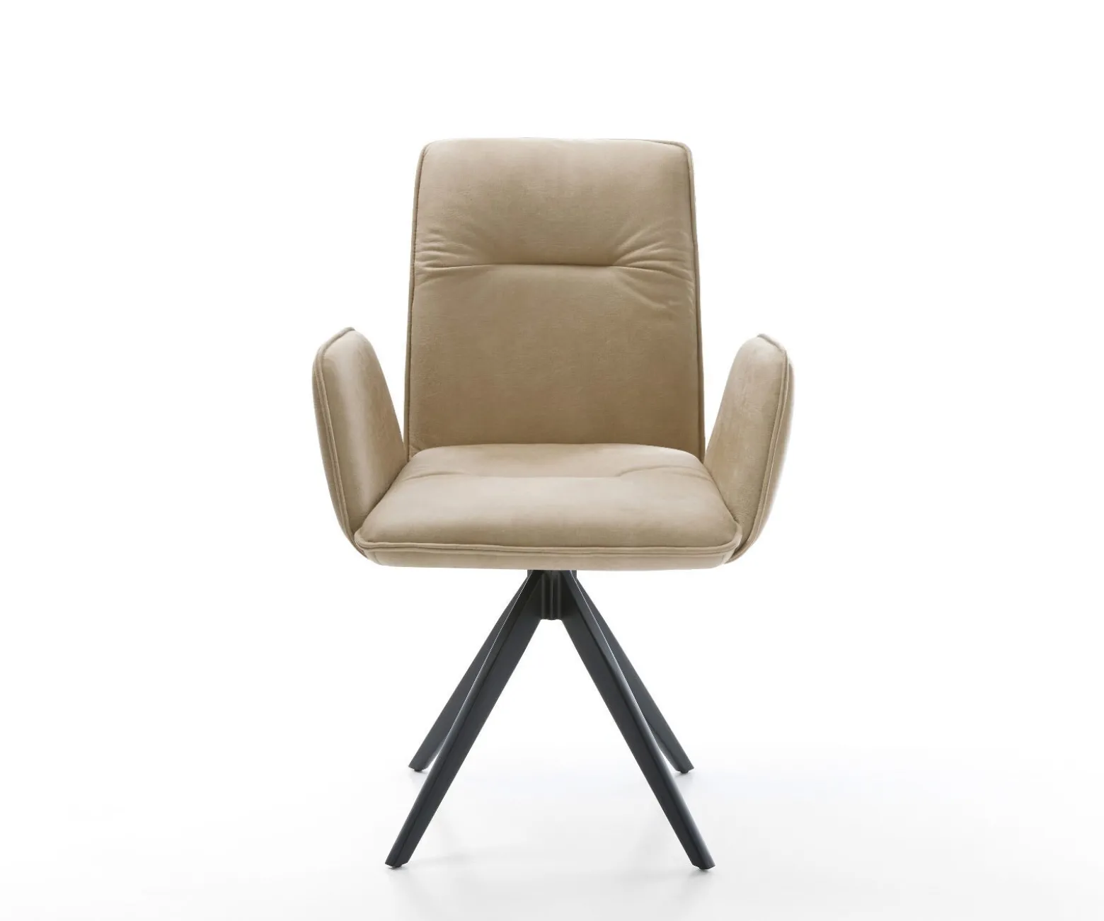 EsszimmerstuhlVinja-Flex Mikrofaser Beige Vintage Kreuzgestell kantig Schwarz Sofort versandfertig
