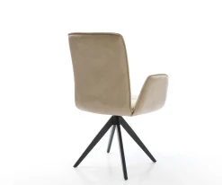 EsszimmerstuhlVinja-Flex Mikrofaser Beige Vintage Kreuzgestell kantig Schwarz Sofort versandfertig