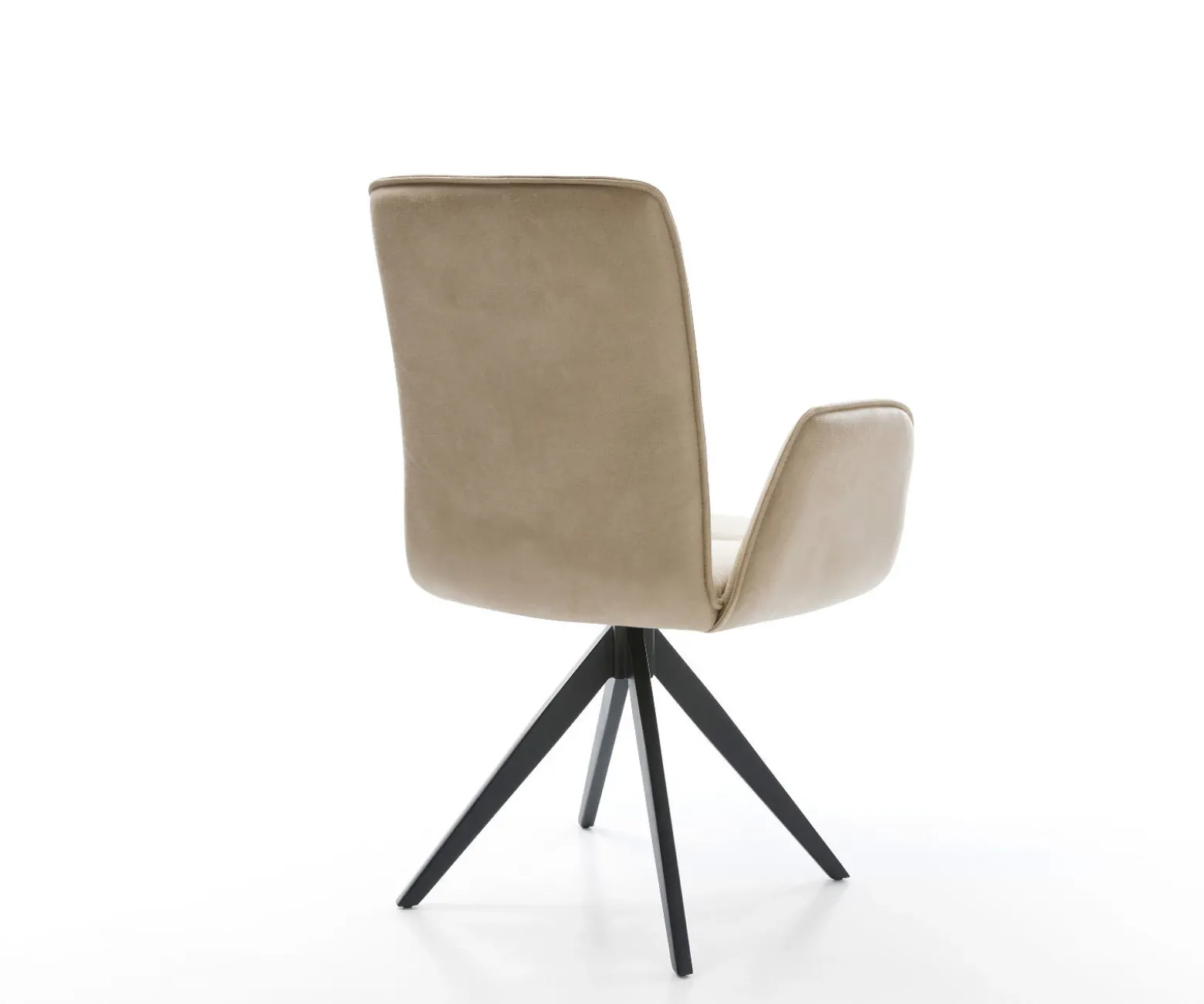 EsszimmerstuhlVinja-Flex Mikrofaser Beige Vintage Kreuzgestell kantig Schwarz Sofort versandfertig