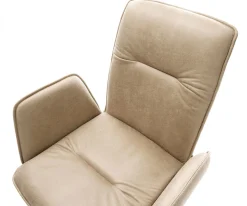 EsszimmerstuhlVinja-Flex Mikrofaser Beige Vintage Kreuzgestell kantig Edelstahl Sofort versandfertig
