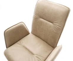 EsszimmerstuhlVinja-Flex Mikrofaser Beige Vintage Kreuzgestell konisch Edelstahl Sofort versandfertig