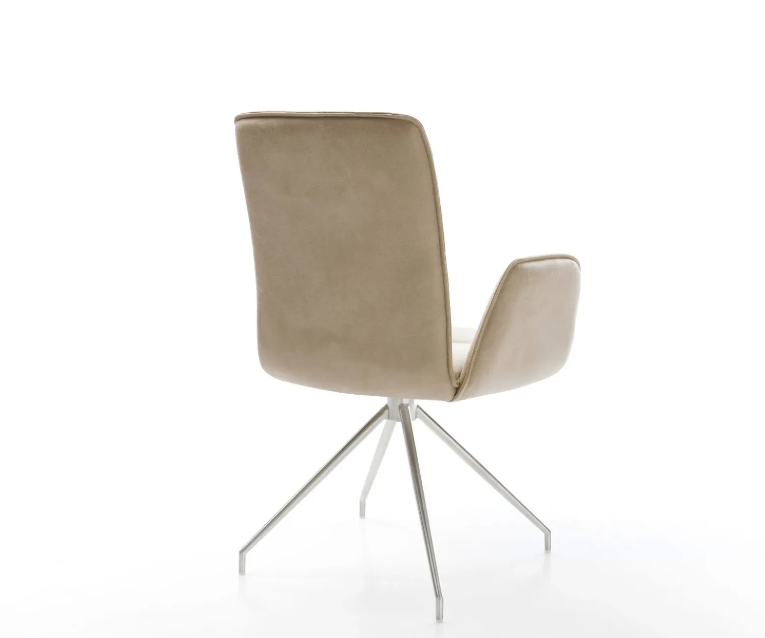 EsszimmerstuhlVinja-Flex Mikrofaser Beige Vintage Kreuzgestell konisch Edelstahl Sofort versandfertig
