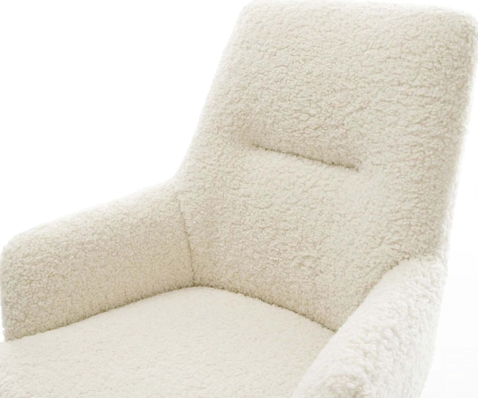 EsszimmerstuhlZelia-Flex mit Armlehnen Teddystoff Beige 4-Fuß konisch Schwarz Taschenfederkern Sofort versandfertig