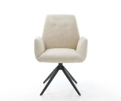 EsszimmerstuhlZoa-Flex Cord Beige Kreuzgestell breit Schwarz Taschenfederkern Sofort versandfertig
