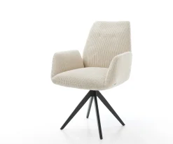 EsszimmerstuhlZoa-Flex Cord Beige Kreuzgestell kantig Schwarz Taschenfederkern Sofort versandfertig