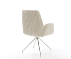 EsszimmerstuhlZoa-Flex Cord Beige Kreuzgestell konisch Edelstahl Taschenfederkern Sofort versandfertig