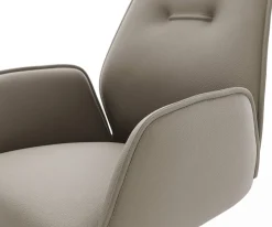 EsszimmerstuhlZoa-Flex Echt-Leder Schlamm Holzgestell kantig Natur 360° drehbar Taschenfederkern Versandfertig ca. 28.10.26