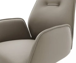 EsszimmerstuhlZoa-Flex Echt-Leder Schlamm Kreuzgestell konisch Edelstahl Taschenfederkern Sofort versandfertig