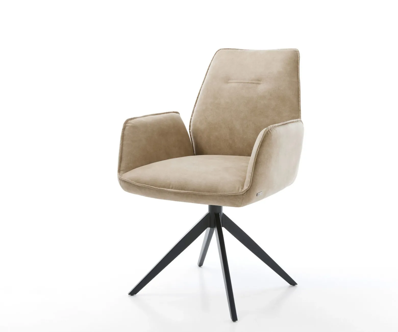 EsszimmerstuhlZoa-Flex Mikrofaser Beige Vintage Kreuzgestell breit Schwarz Taschenfederkern Sofort versandfertig