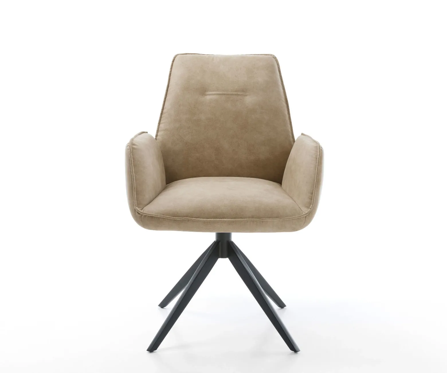 EsszimmerstuhlZoa-Flex Mikrofaser Beige Vintage Kreuzgestell breit Schwarz Taschenfederkern Sofort versandfertig