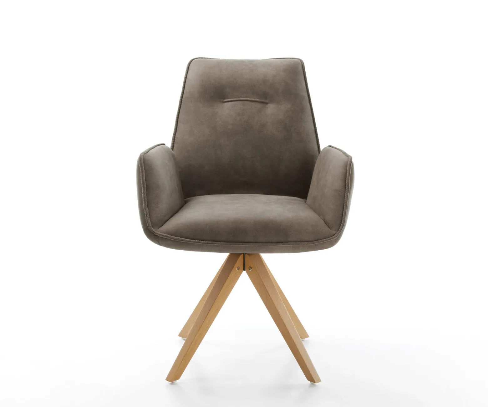 EsszimmerstuhlZoa-Flex Mikrofaser Taupe Vintage Holzgestell kantig Natur 360° drehbar Taschenfederkern Versandfertig ca. 28.10.26
