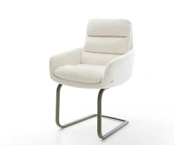 FreischwingerAbelia-Flex mit Armlehnen Bouclé Soft Beige Freischwinger flach Effektfinish Titan Sofort versandfertig