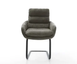 FreischwingerAbelia-Flex mit Armlehnen Bouclé Soft Schlamm Freischwinger flach Schwarz Sofort versandfertig