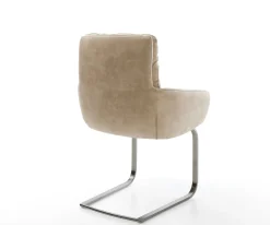 FreischwingerAbelia-Flex mit Armlehnen Mikrofaser Beige Vintage Freischwinger flach Graphit Sofort versandfertig