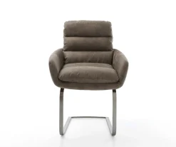 FreischwingerAbelia-Flex mit Armlehnen Mikrofaser Taupe Vintage Freischwinger flach Graphit Sofort versandfertig
